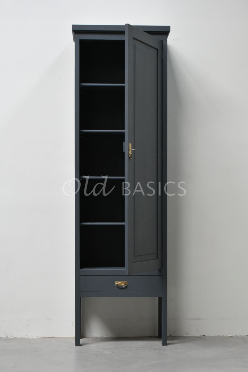 Detail van Smalle Kast Vertou, 1 deuren, RAL7016, grijs, materiaal hout